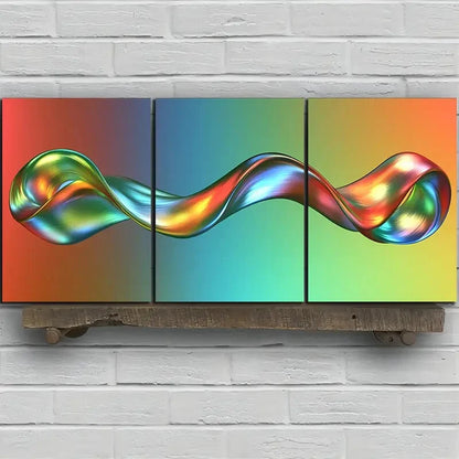3pcs Beautiful Lines Colourful Themed Metal Print Ready to Hang Art