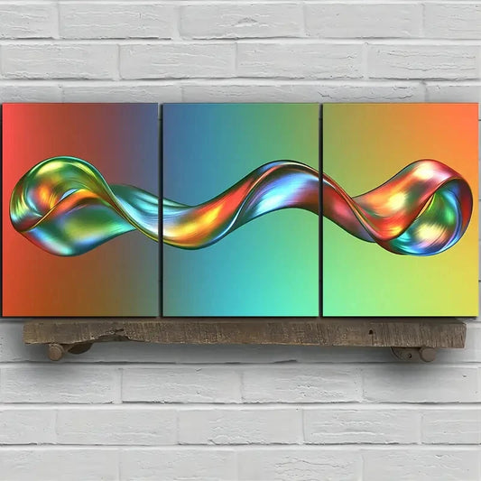 3pcs Beautiful Lines Colourful Themed Metal Print Ready to Hang Art