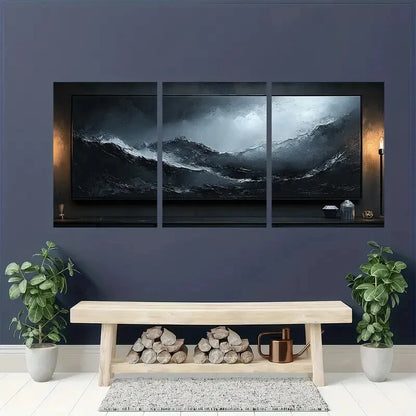 3pcs Black and White Minimalist Painting Metal Print Ready to Hang Art