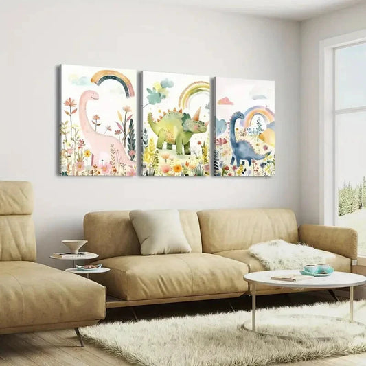3pcsVibrant Rainbow, Botanical Flowers, Jungle Wall Art Set Canvas Framed 40x60cm - High Quality Print 100% Australian Made Wall Canvas Ready to Hang