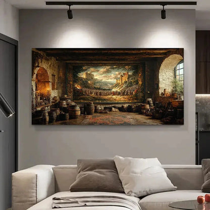Tapestry Depicts Great Battle Wall Art Canvas Office Home Room Framed 120x60cm