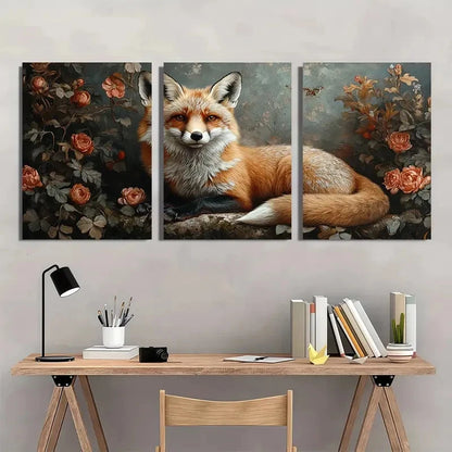 3pcs Vintage Fox Country Style Metal Print Ready to Hang Art