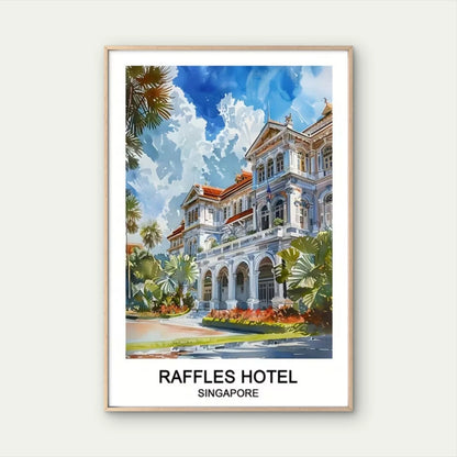 Raffles Hotel Singapore Decor Travel Poster Print Wall Art
