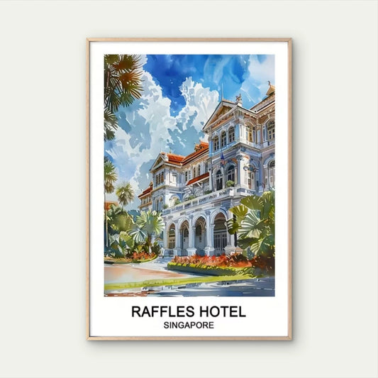 Raffles Hotel Singapore Decor Travel Poster Print Wall Art