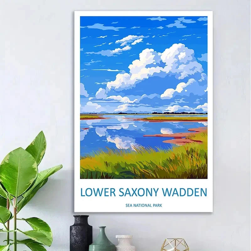 Lower Saxony Wadden Sea National Park Coastal Travel Poster Print Wall Art