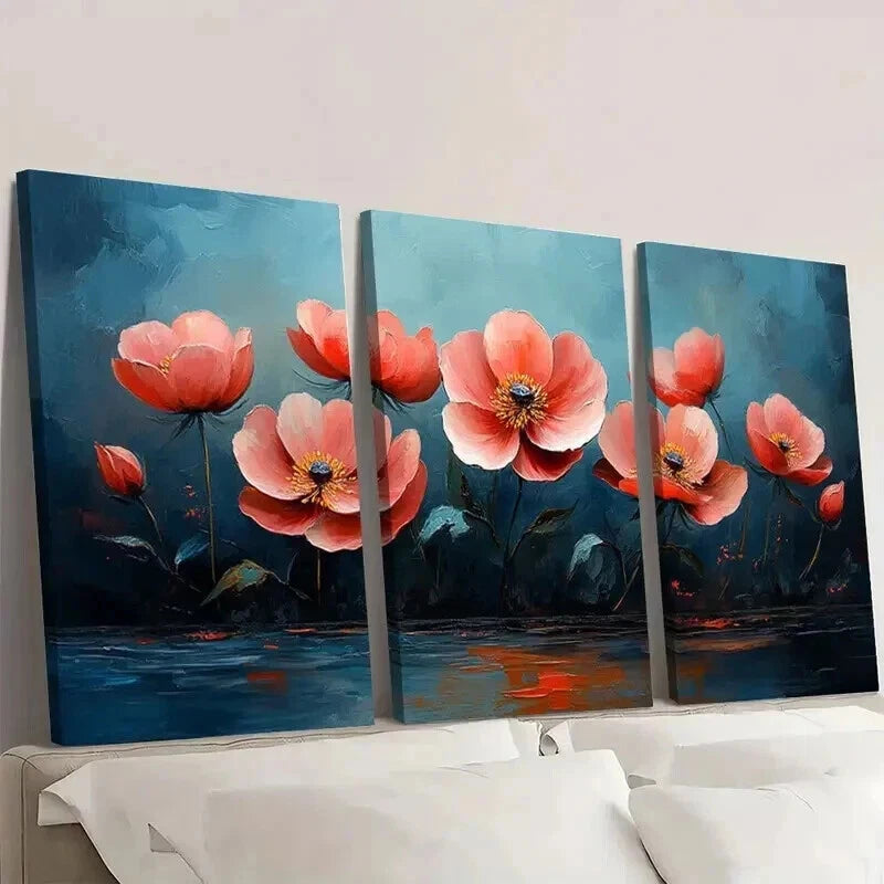 3pcs Pink Flower Handicrafts Decoration Wall Art Set Canvas Framed 40x60cm - High Quality Print 100% Australian Made Wall Canvas Ready to Hang