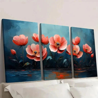 3pcs Pink Flower Handicrafts Decoration Wall Art Set Canvas Framed 40x60cm - High Quality Print 100% Australian Made Wall Canvas Ready to Hang
