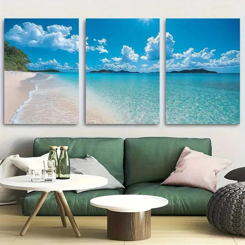3pcs Whitehaven Beach Travel Australia Metal Print Ready to Hang Art