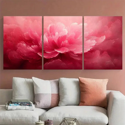 3pcs Pink Radial Abstract Illustration Metal Print Ready to Hang Art