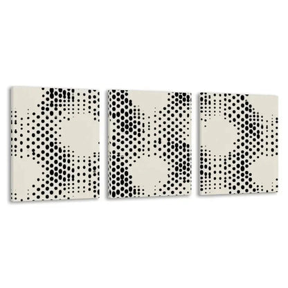 3pcs Black & White Dot Digital Illustration   Wall Art Set Canvas Framed 60x90cm - High Quality Print 100% Australian Made Wall Canvas Ready to Hang
