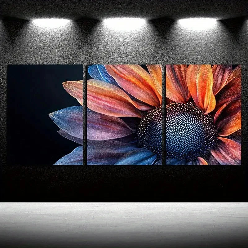 3pcs Vibrant Beautiful Sunflowers Modern Design Metal Print Ready to Hang Art
