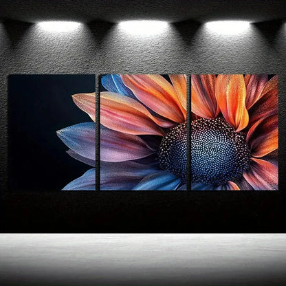 3pcs Vibrant Beautiful Sunflowers Modern Design Metal Print Ready to Hang Art