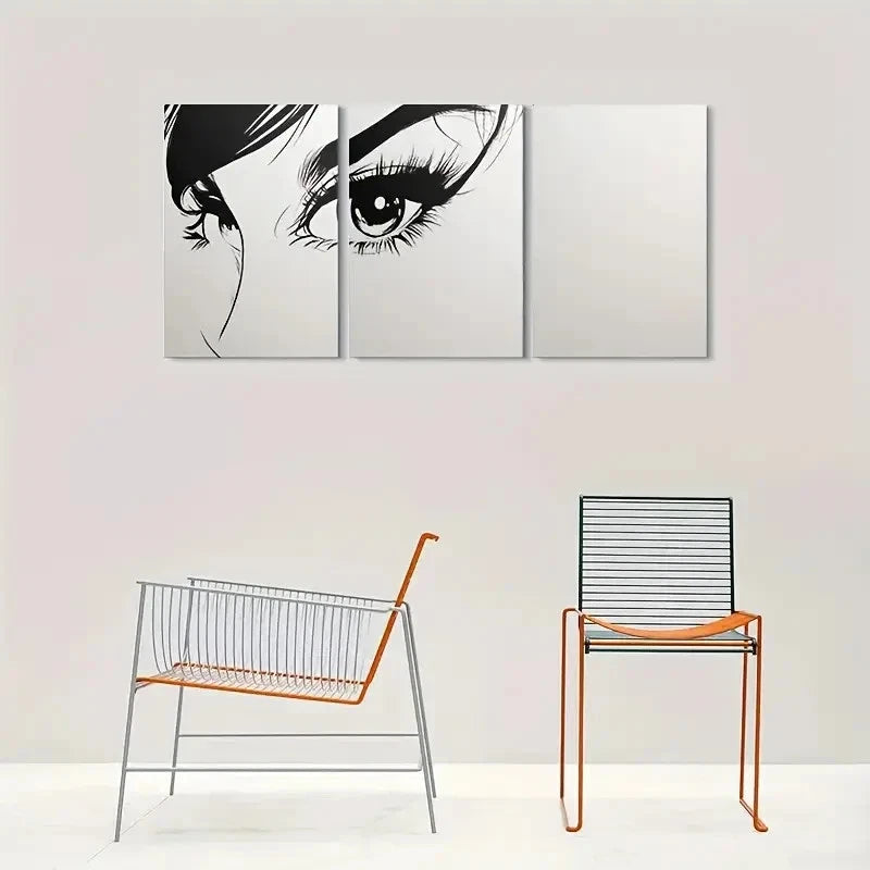 3pcs Black and White Eye Sketch Metal Print Ready to Hang Art