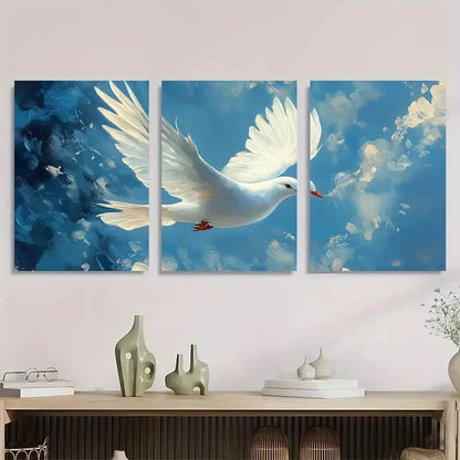 3pcs Vintage Pigeon Breeds Birds Metal Print Ready to Hang Art