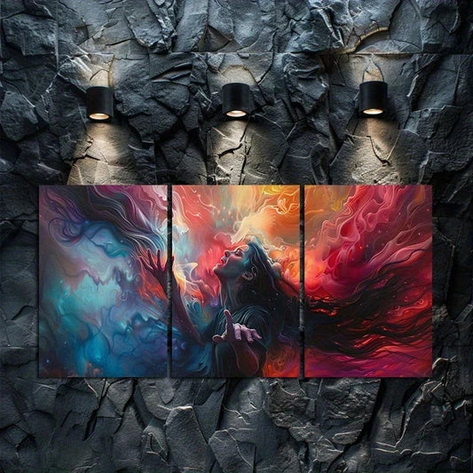 3pcs Abstract Dance Inspired Oil Painting Style Metal Print Ready to Hang Art