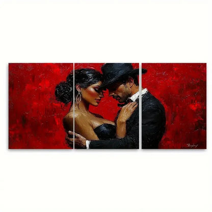 3pcs Passionate Tango Dancers Black Outfits Wall Art Set Canvas Framed 50x70cm - High Quality Print 100% Australian Made Wall Canvas Ready to Hang