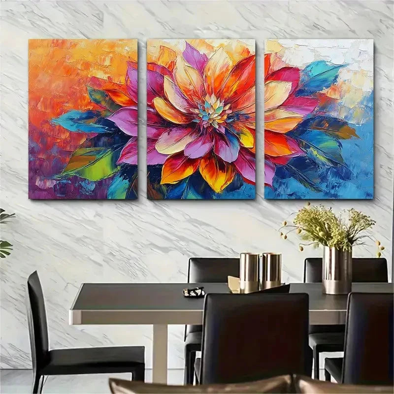 3pcs Colorful Abstract Bloom Oil Painting I Wall Art Set Canvas Framed 40x60cm - High Quality Print 100% Australian Made Wall Canvas Ready to Hang