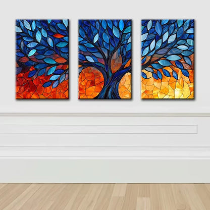 3pcs Tree of Life Vibrant Design Wall Art Set Canvas Framed 60x90cm - High Quality Print 100% Australian Made Wall Canvas Ready to Hang