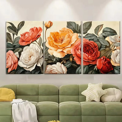 3pcs Vintage Italian Floral Metal Print Ready to Hang Art