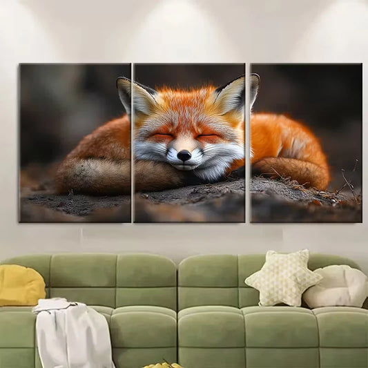 3pcs Sleeping FOX Metal Print Ready to Hang Art