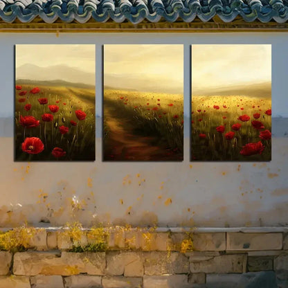 3pcs Vibrant Charming Floral Grassland Design Metal Print Ready to Hang Art