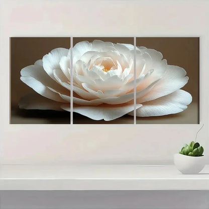 3pcs White Camellia Flower Elegant Floral CF     Wall Art Set Canvas Framed 60x90cm - High Quality Print 100% Australian Made Wall Canvas Ready to Hang