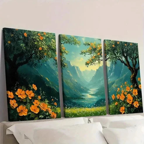 3pcs Original Floral Landscape EO Wall Art Set Canvas Unframed - High Quality Print 100% Australian Made Wall Canvas