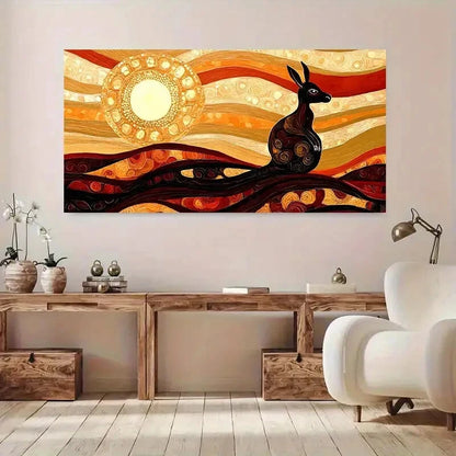 Vibrant Kangaroo & Sunset Wall Art Canvas Office Home Room Framed 120x60cm
