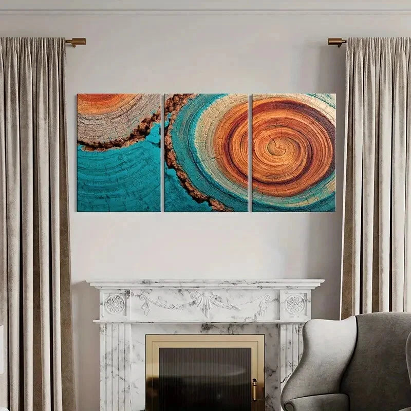 3pcs Abstract Tree Rings Art Modern Metal Print Ready to Hang Art