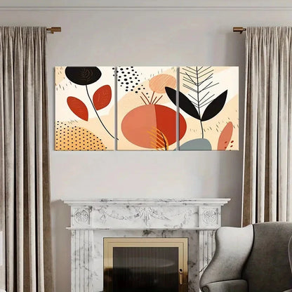 3pcs Abstract Floral Geometric Patterns Art Metal Print Ready to Hang Art