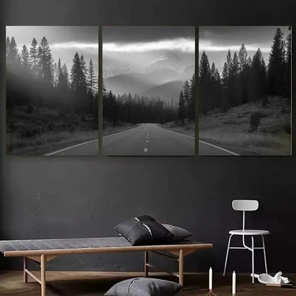 3pcs Serene Forest & Mountain Landscape Scenery Metal Print Ready to Hang Art