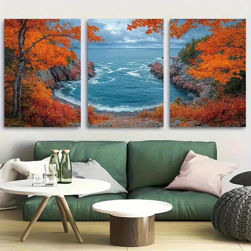 3pcs Rugged Coast of Acadia National Park Metal Print Ready to Hang Art