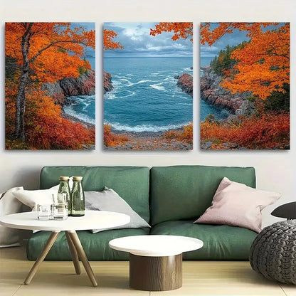 3pcs Rugged Coast of Acadia National Park Metal Print Ready to Hang Art