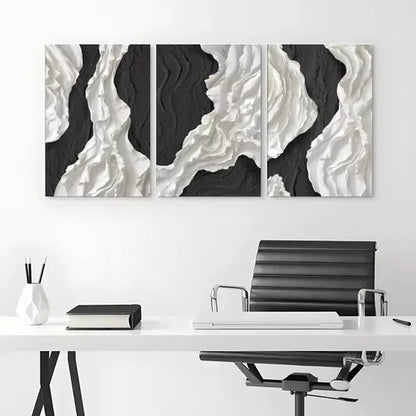 3pcs Abstract Black and White Wall Art Canvas Framed 60x90cm - High Quality Print 100% Australian Made Wall Canvas Ready to Hang