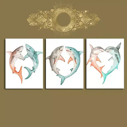 3pcs Artistic Shark Wall Art Canvas Unframed - High Quality Print 100% Australian Made Wall Canvas