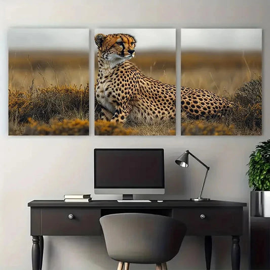 3pcs Cheetah Maasai Mara National Reserve Metal Print Ready to Hang Art