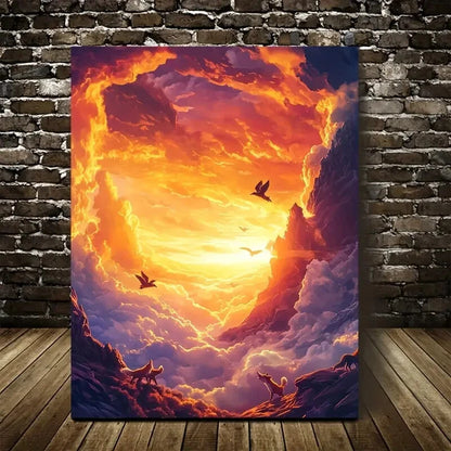 Vibrant Golden Hour Sky Mountain Landscape  40x60cm Metal Print Ready to Hang