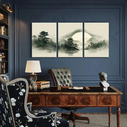 3pcs Mountain Silhouette Forest Reflection Metal Print Ready to Hang Art