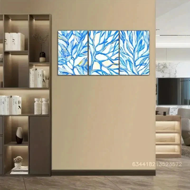 3pcs Turquoise Sea Coast Decoration Metal Print Ready to Hang Art