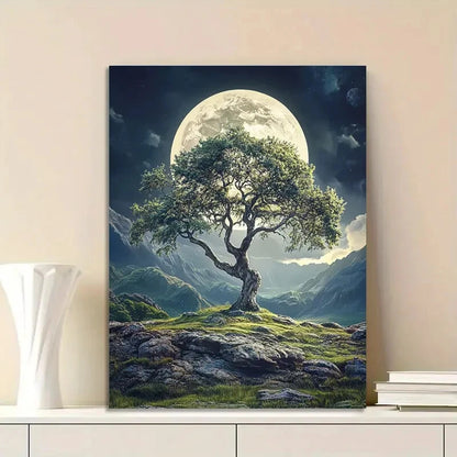 Large Tree in The Middle of an Open Field  40x60cm Metal Print Ready to Hang