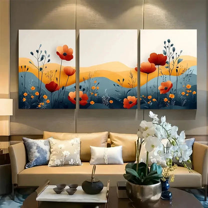 3pcs Abstract Floral Botanical Illustrations Metal Print Ready to Hang Art