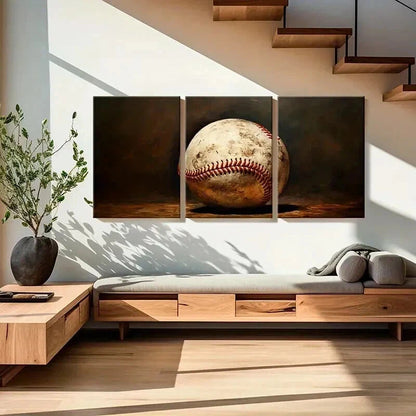 3pcs Abstract Aesthetic Baseball Decor Wall Art Set Canvas Framed 40x60cm - High Quality Print 100% Australian Made Wall Canvas Ready to Hang