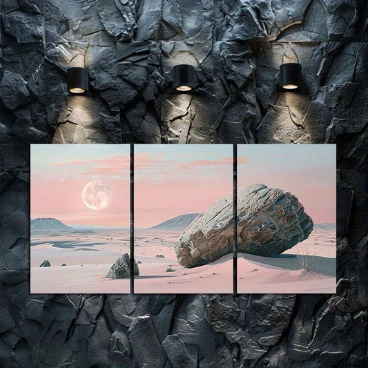 3pcs Qinghai Desert and Gobi Rocks Metal Print Ready to Hang Art