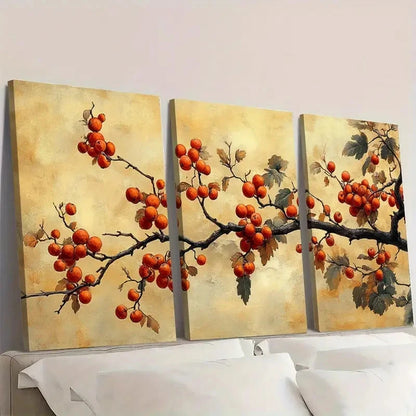 3pcs Cherry Blossoms and Fruits AD      Wall Art Set Canvas Framed 60x90cm - High Quality Print 100% Australian Made Wall Canvas Ready to Hang
