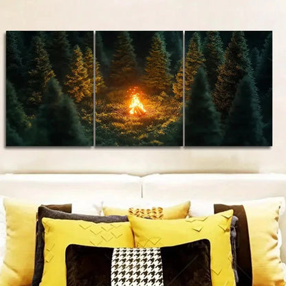 3pcs A Little Campfire Art Painting Wall Art Set Canvas Framed 60x90cm - High Quality Print 100% Australian Made Wall Canvas Ready to Hang