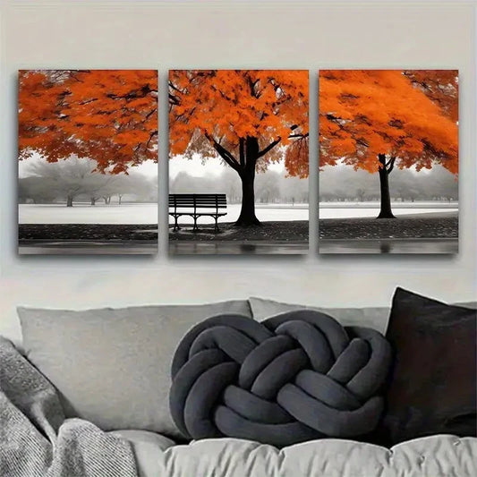 3pcs Home Decoration Autumn Tree Metal Print Ready to Hang Art