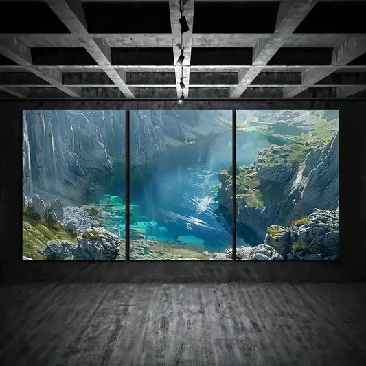 3pcs Central Asia High Mountain Metal Print Ready to Hang Art