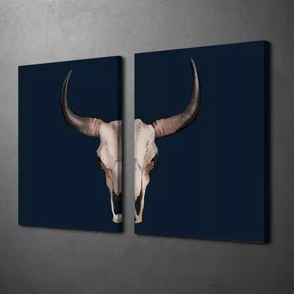 2pcs Decorative Painting, Skull Artwork, Southwest Desert Cowboy Canvas Framed 50x75cm - High Quality Print 100% Australian Made Wall Canvas Ready to Hang - Bella Home Decor
