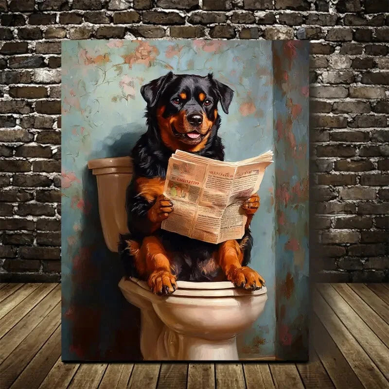 Contemporary Rottweiler Dog Painting 40x60cm Metal Print Ready to Hang