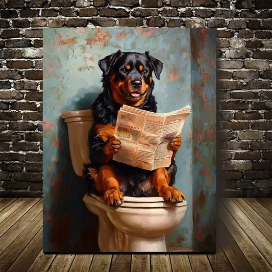 Contemporary Rottweiler Dog Painting 40x60cm Metal Print Ready to Hang